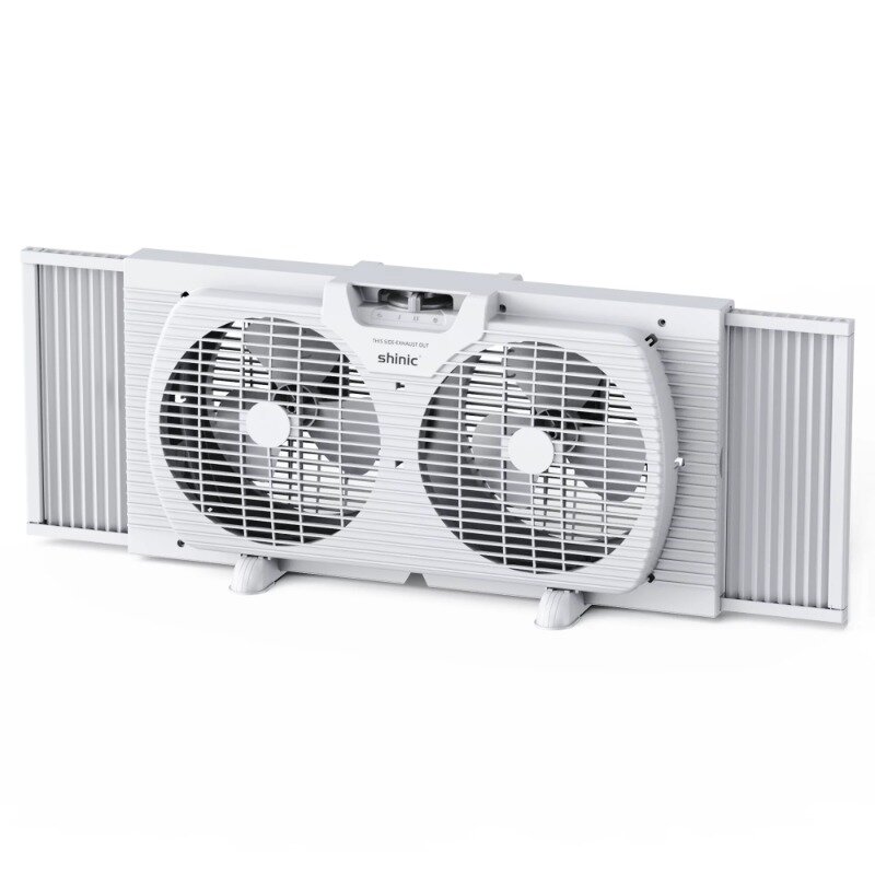 9" 3-Speed Twin Window Fan with Removable Bug Screen,Fully Assembled,(22“ to 33-1/2"), White