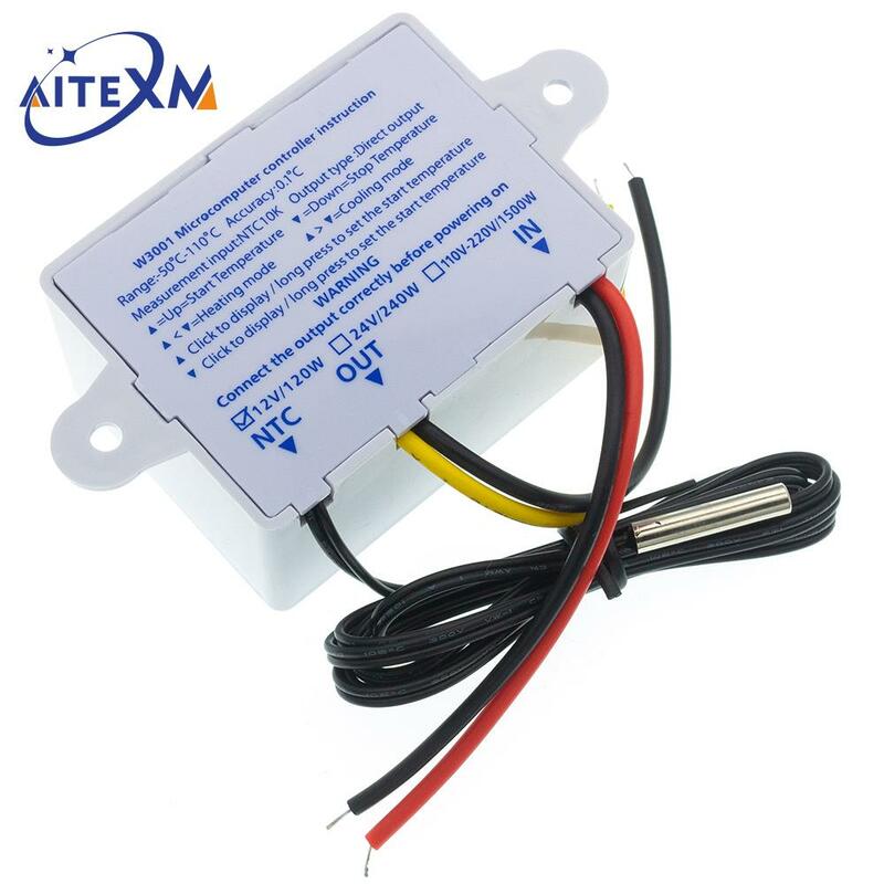 XH-W3001 10A 12V 24V 110V 220V AC cyfrowy regulator temperatury LED do inkubatora chłodzenia przełącznik ogrzewania termostat czujnik NTC