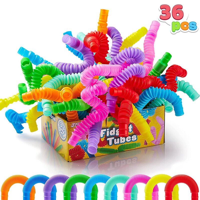 연결 가능한 확장 가능한 스트레스 해소 파티 선물, 팝 튜브 피젯 튜브, 감각 장난감, 학교 보상 선물, 36 개