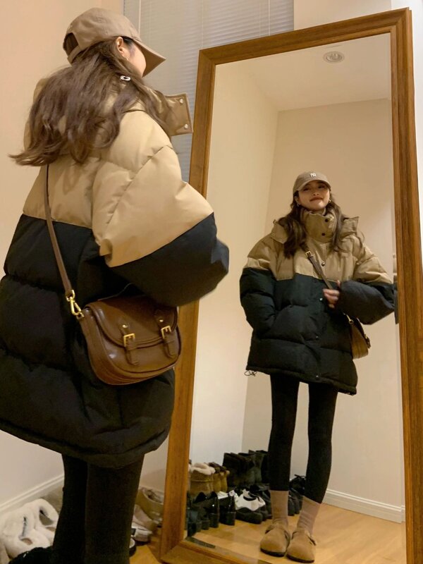 2023 inverno Oversize corto parka donna cappotto imbottito in cotone spesso moda femminile Casual sciolto giacca con cappuccio soprabito donna