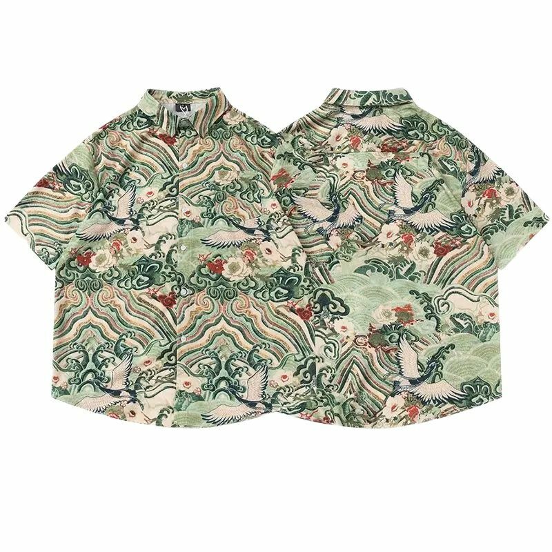 Camisa de manga curta havaiana para homens e mulheres, folha tropical, impressão 3D, camisas de praia masculinas, blusa casual, poliéster, verão