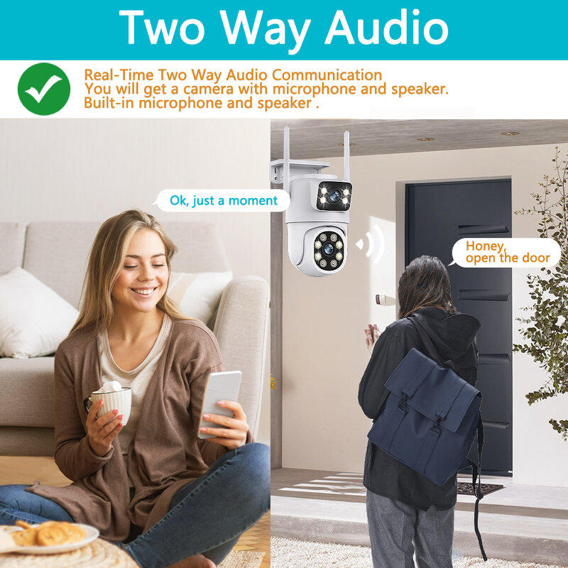IP-камера с двойным объективом, 4K, 8 Мп, PTZ, Wi-Fi