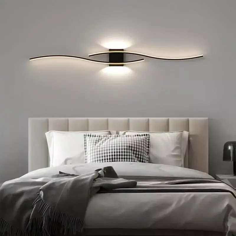 โคมไฟติดผนัง LED แบบทันสมัยสำหรับห้องนั่งเล่นข้างเตียงนอนไฟเชิงเทียนติดผนังทางเดินไฟประดับบ้านในร่ม