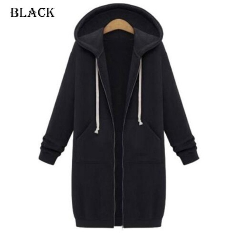 Winter Large Solid Hoodie Coat Women's Casual Slim Fit Sports Hoodie Pocket Zipper Warm Coat Plus Size