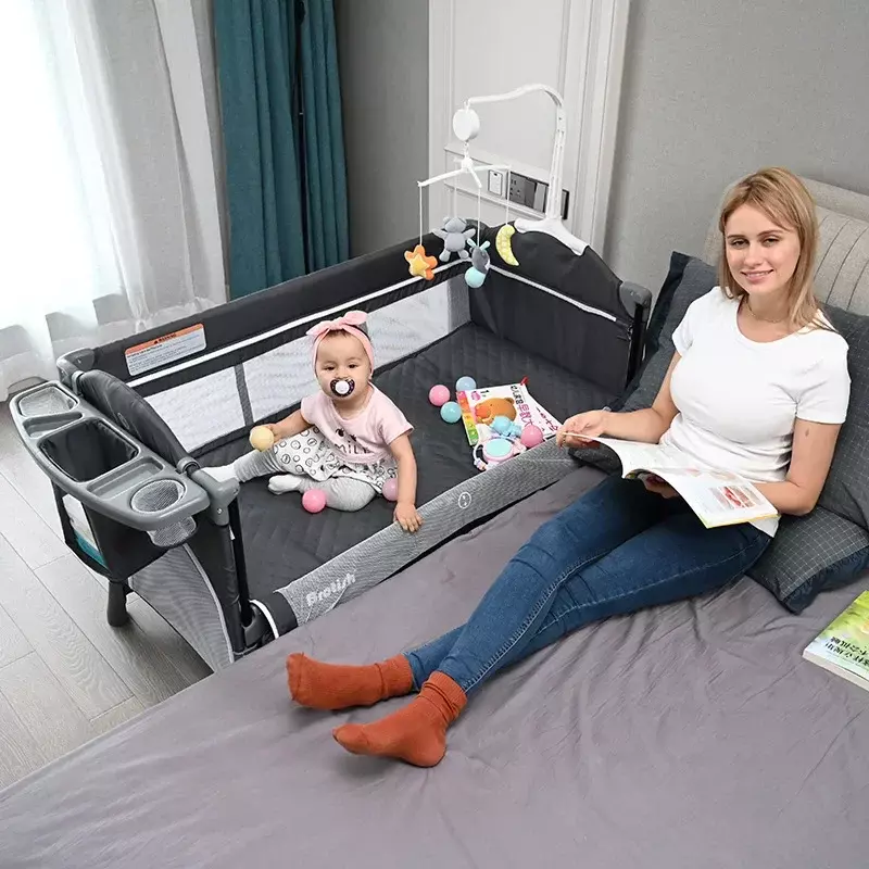 유럽 접이식 대형 침대, 다기능 휴대용 신생아 요람, 간이 침대 놀이 게임 침대, 배시넷 아기 침대