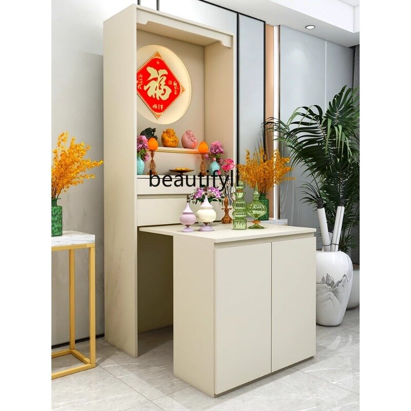 Living Room Solid Wood Altar God of Wealth Display Cabinet Altar Household Incense Burner Table Chinese God Table Clothes Closet