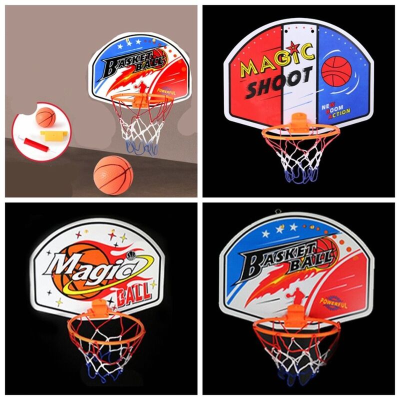 Plastic Basketball Basket Hoop Toys Inflatable No Hole Punching Toy Hanging Backboard Adjustable Height Hanging Basket Box