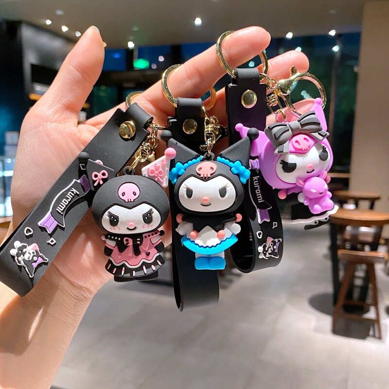 Wholesale Kawaii Sanrio Kuromi Keychain Pvc Doll Key Chain Cartoon Anime Cinnamoroll Bag Pendant Car Keyring Accessories Gift