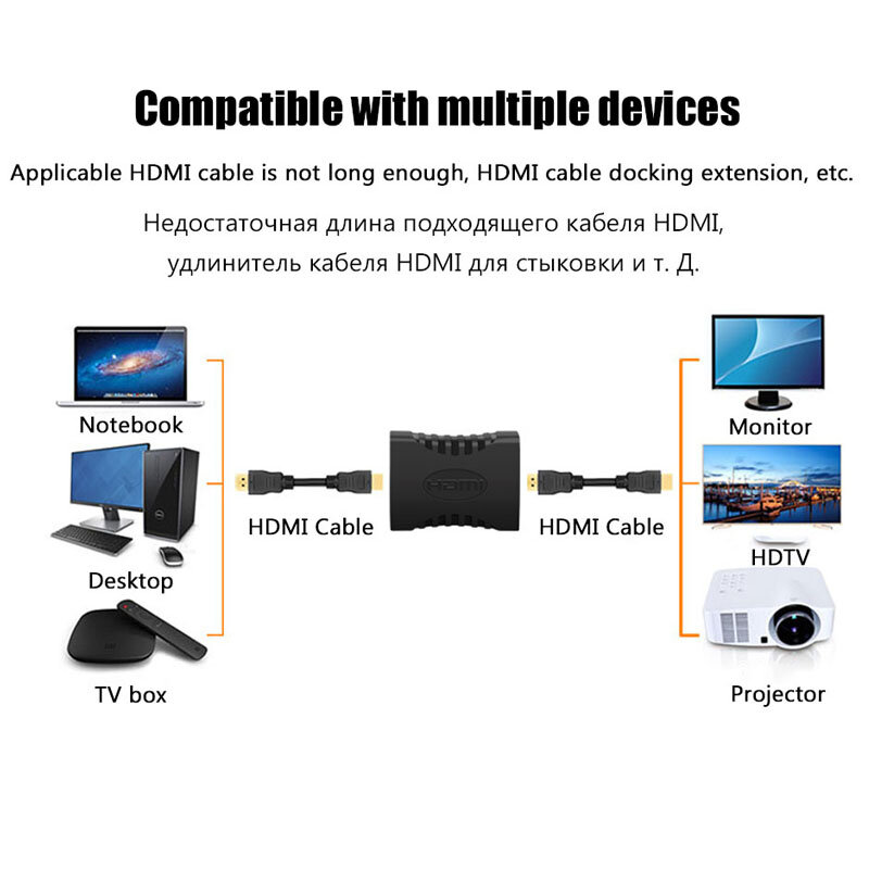 HDMI Extender Female to Female Converter, adaptador de extensão para monitor, laptop, PS4, PS4, 3, PC, TV, cabo, 4K, 1 a 2pcs