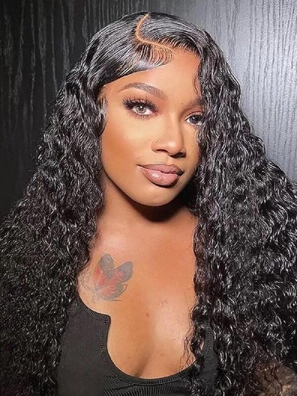 deep wave frontal wig 13x6 hd lace on sale 40 Inch Brazilian glueless human hair 200 Density 13x4 Curly Wigs for Women Choice