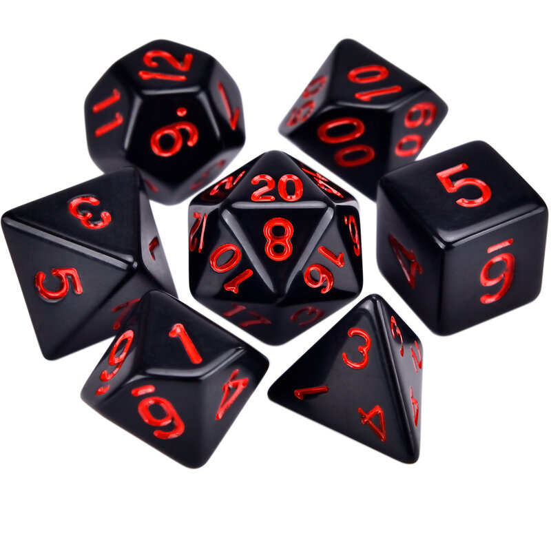 7 قطعة/الوحدة أسود أحمر النرد مجموعة مزدوجة الألوان متعددة السطوح النرد D4 D6 D8 D10 D ٪ D12 D20 لعبة النرد