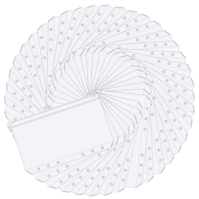25 Stück a6 Binder Taschen transparent PVC 6-Loch-Binder Taschen Reiß verschluss Ordner Kunststoff Geld Budget Umschläge