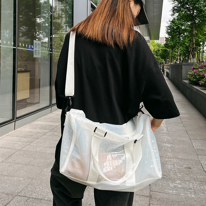 PVC 수영 피트니스 가방, 대용량 투명 원 숄더 크로스 숄더 핸드헬드 배낭 커플 가방, 신제품