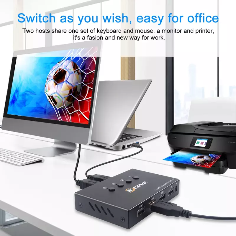 USB KVM Switcher Splitter Box 4 in 4 aus 4 Stück teilen USB-Geräte 2,0 Switch Switcher für PC Computer Drucker Tastatur Maus