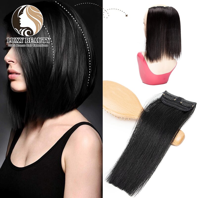 Luxus Beauty Mini Clip Echthaar Stück 10-30cm unsichtbare Haar polster für Frauen Haar verlängerungen 2 Klippen auf Haar teilen