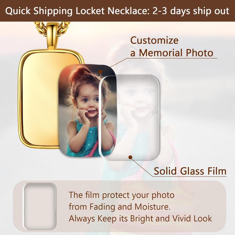U7 personal isierte Foto Halskette Vintage ovale runde Herzform Anhänger für Bild benutzer definierte Familie Paar Kinder Gedenk schmuck