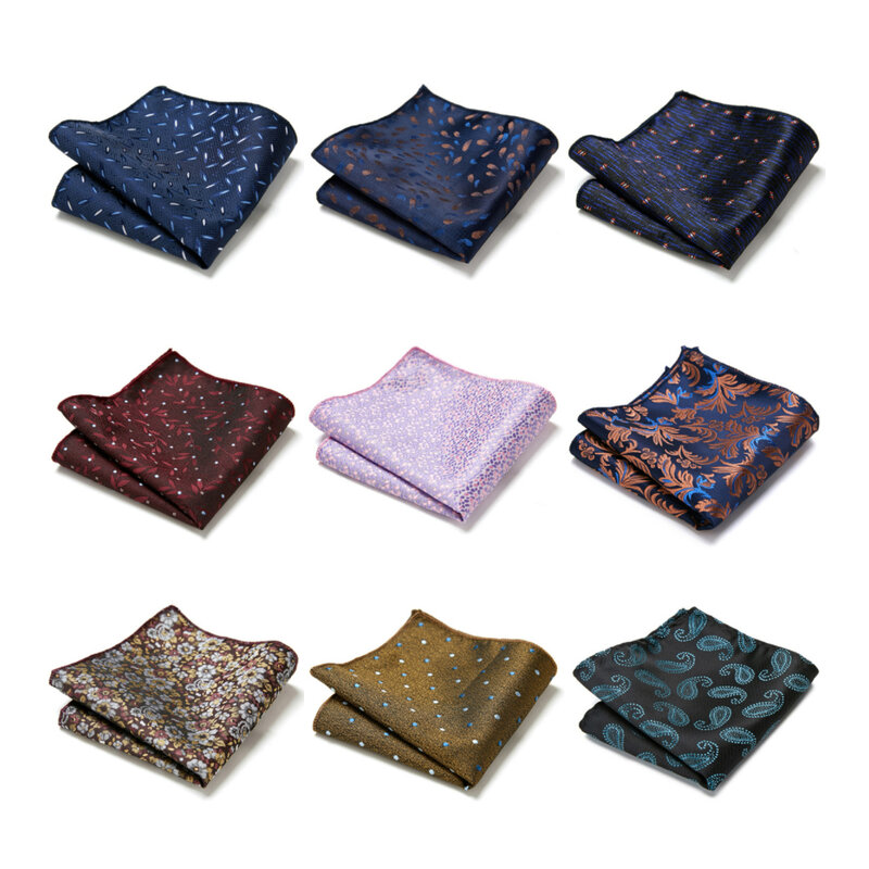 126หลายสีการออกแบบใหม่ล่าสุดทอ100% ผ้าไหมผ้าเช็ดหน้า Pocket Square สีน้ำตาลชายเสื้อผ้าอุปกรณ์เสริม Polka Dot Fit Group
