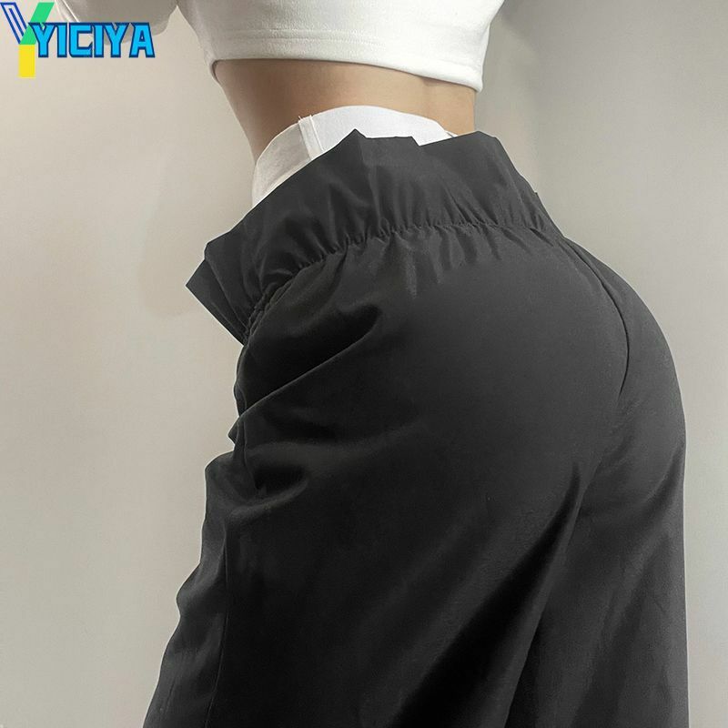 YICIYA y2k стиль брюки комбинированные парашютные брюки спортивные брюки прямые женские Длинные Мешковатые длинные брюки-карго новая одежда повседневные