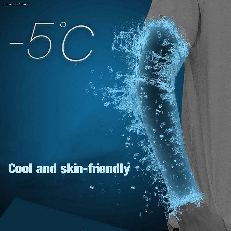 New 1Pair Ice Silk Sleeve Sunscreen Cuff Arm Sleeves Anti-Slip Summer Men Women Gloves Outdoor Riding Uv Sun Protect