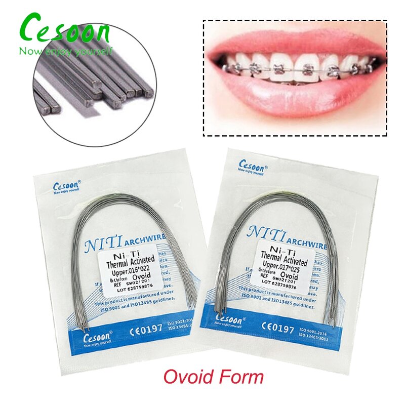 超弾性歯科矯正アーチワイヤー、熱活性化ラウンドの長方形の有線、ovoidフォーム、niti、100個、10パック