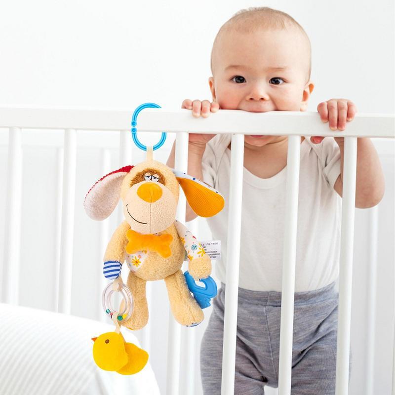ของเล่นทารกแรกเกิด mainan stroller รูปสัตว์สำหรับเด็ก0-24เดือนรถเข็นตุ๊กตาสัตว์ยัดไส้กระดิ่งยัดไส้