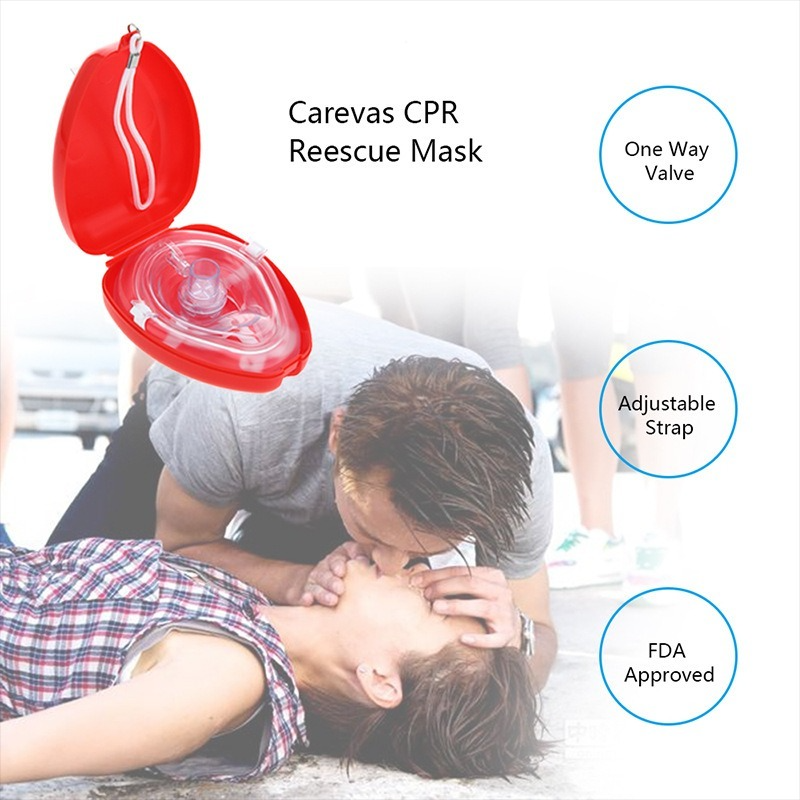 Máscara profissional de respiração de primeiros socorros protege a respiração artificial dos socorristas reutilizável com ferramentas de válvula unidirecional