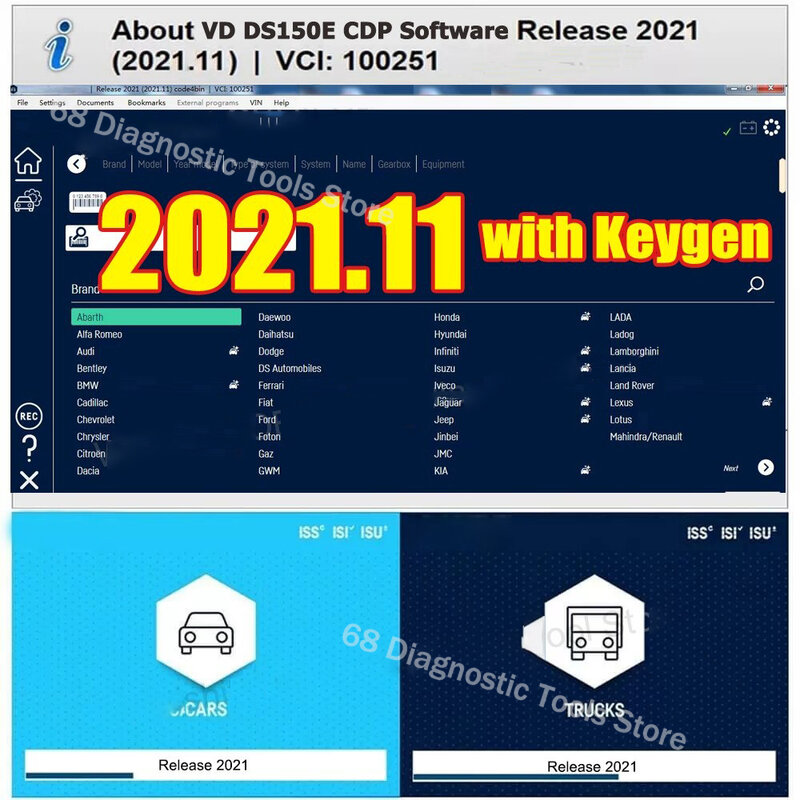 Ultimo aggiornamento Autocom 2021.11 + Delphi 2021.10 B con installazione Keygen Delphis VD Ds150 CDP strumenti diagnostici per auto