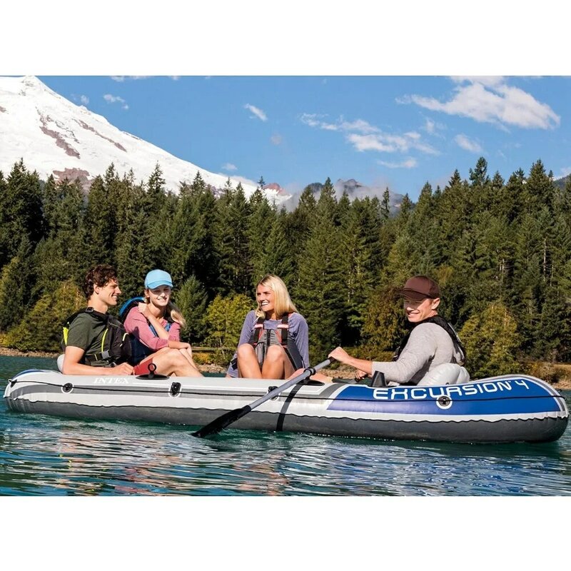 Excursion Inflatable Boat Series: Includes Deluxe 54in Boat Oars and High-Output Pump – SuperTou
