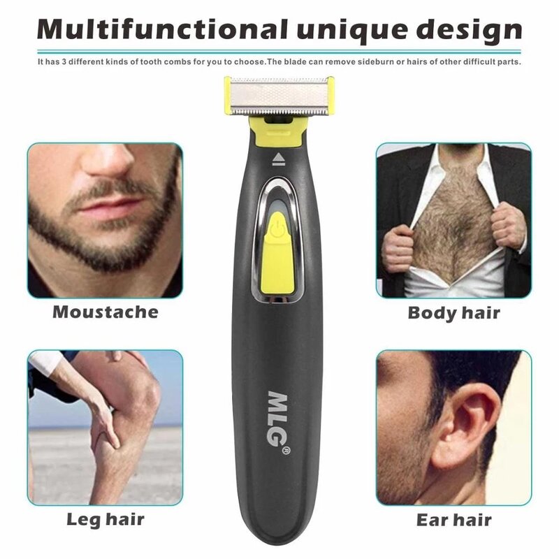 Barbeador elétrico sem fio para homens, aparador de barba profissional, barbeador recarregável USB, máquina de barbear para rosto e cabelos masculinos