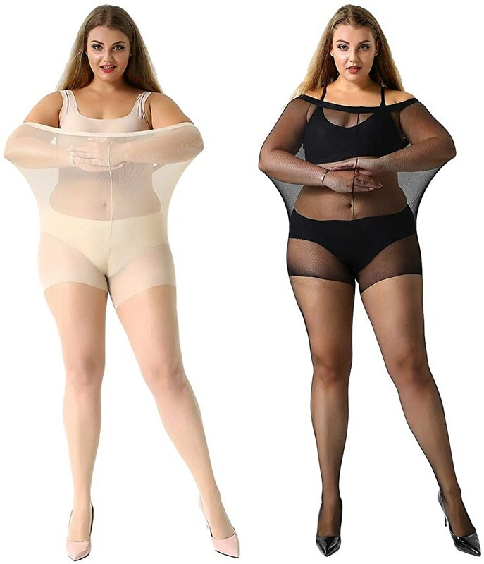 Women's Plus Size Pantyhose Control Top Pantyhose High Waist Tights Ultra-Soft Super Durable Plus Size Tights