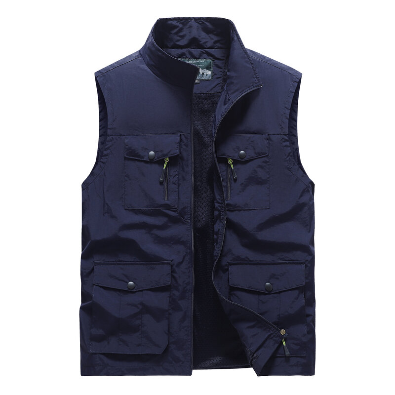 남성용 야외 캠핑 조끼, 멀티 포켓 메쉬 통기성 민소매 재킷, 하이킹 사냥 방풍 조끼, 2024 가을 패션