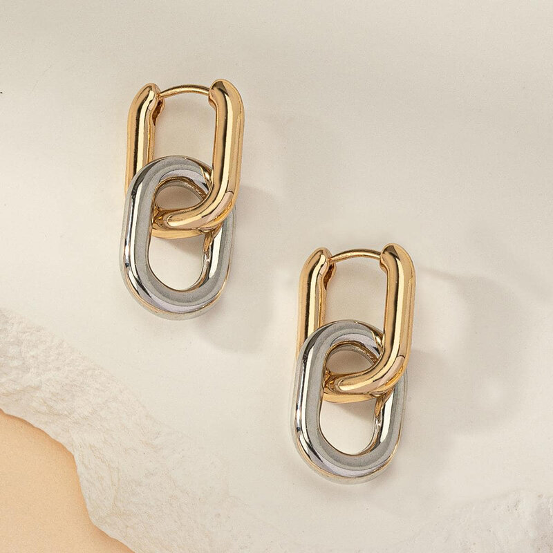 Square Earrings Gold Color Geometric Square Hoop Earrings for Women Huggie Punk Hip-Hop Metal Round Circle Party Jewelry