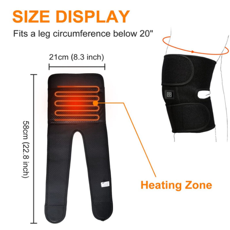 New Heating Knee Pads for Arthritis Knee Pain Relief USB Electric Heated Knee Brace Wrap Warm Knee Massager Thermal Therapy