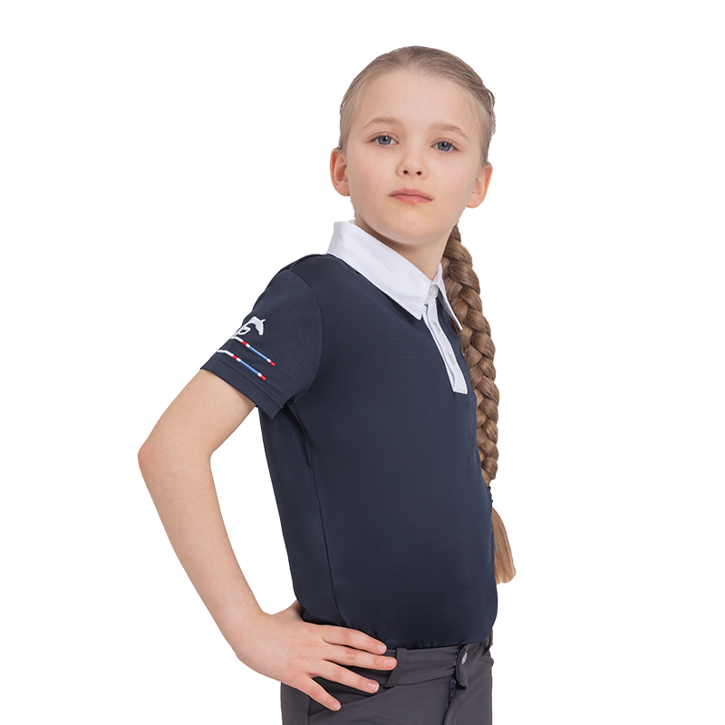 Cavassion-White Equestrian T Shirt for Boys and Girls, Navy Color, Rider Cloth, Horse Riding, 8102067