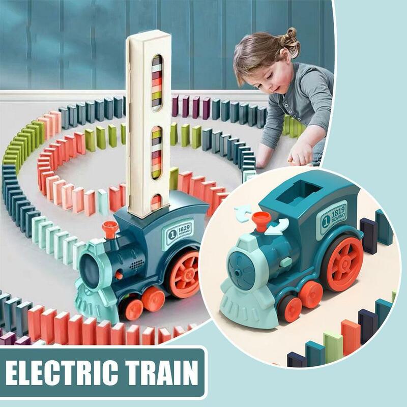 Transparent Dominoes Mini Trains Toys Automatic Release Brick Blocks Games Educational Toys For Children Gift 2 Color U5Z6