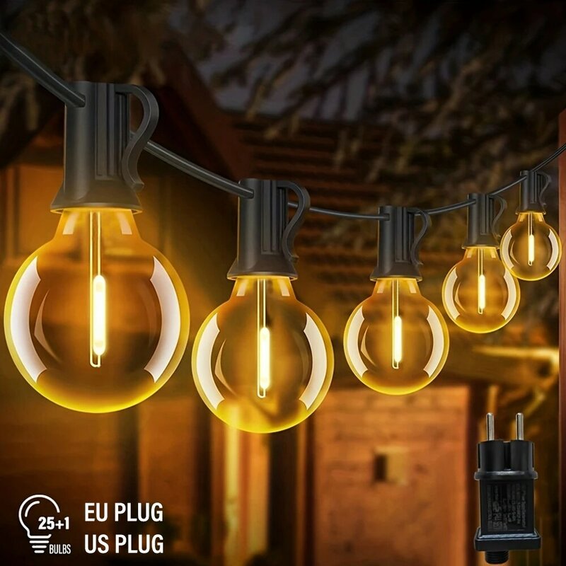 LED G40 bola tali lampu tahan air luar ruangan taman karangan bunga tali lampu teras taman Pub pesta Natal dekorasi