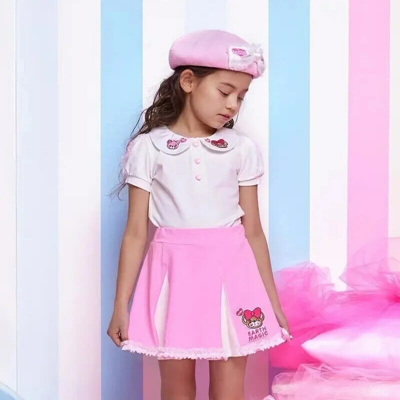 EM Love Embroidery Children's Short Sleeve Summer 2024 New Trendy Brand Children's Clothing 2-8Y