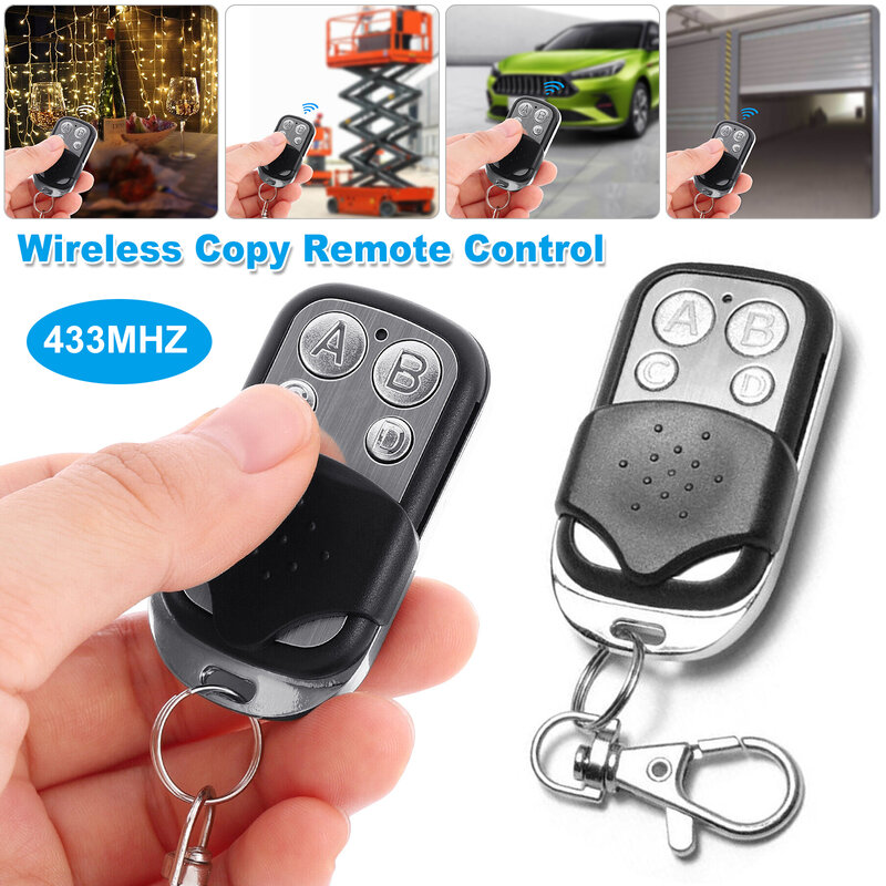 Control remoto inalámbrico de copia de 433MHZ, control remoto de cuatro llaves para puerta de garaje, Emparejamiento y copia de código, botón ABCD