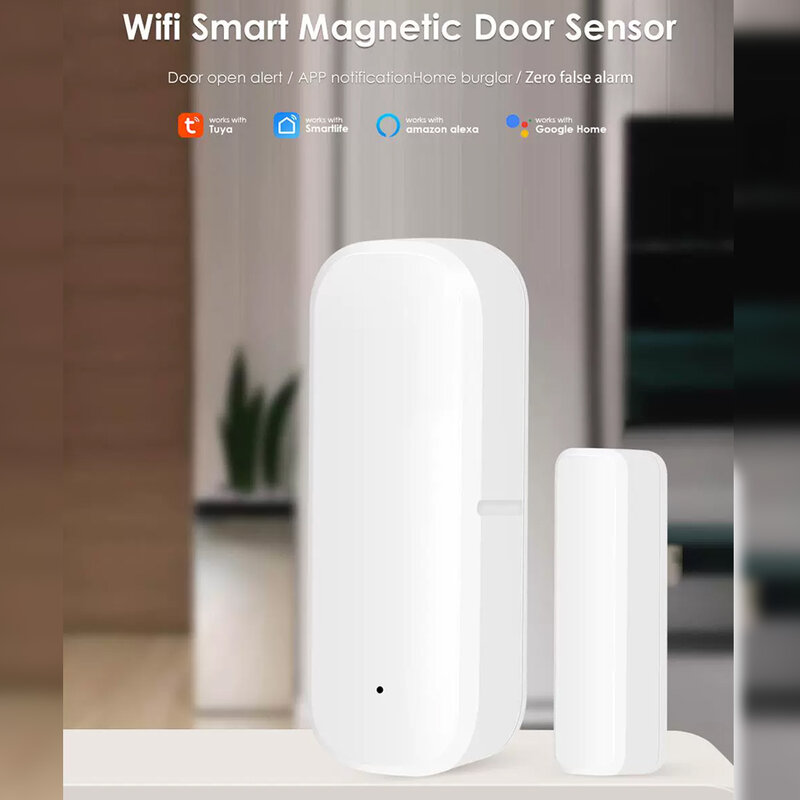 ForTuyaZigBee Detector de Sensor de ventana y puerta, sistema de alarma de protección de seguridad para el hogar, Control de vida inteligente, funciona con AlexaGoogle, WiFi