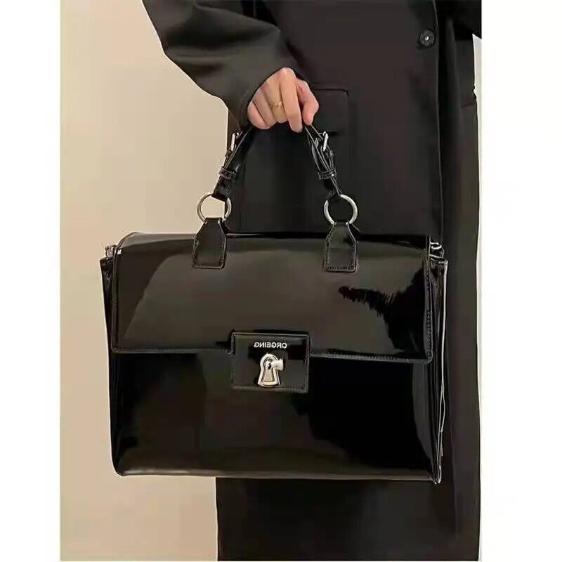 حقيبة كتف كبيرة السعة للكمبيوتر ، حقيبة آلام أنيمي متقاطعة مع الجسم ، جلد براءة اختراع ، جديد ، 16"