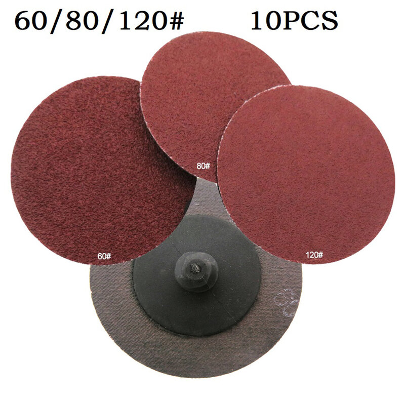 Discos de lijado de 10 piezas y 50mm, papel de lija de rueda abrasiva de 60, 80, 120 de grano para almohadillas de pulido de 2 ", herramientas abrasivas