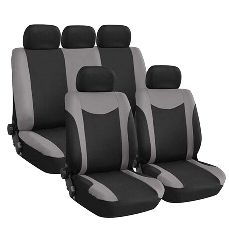 أغطية مقاعد سيارات عالمية للسيارات ، مجموعة كاملة ، إكسسوارات داخلية ، سوداء ، مناسبة للأزياء ، 9 *
