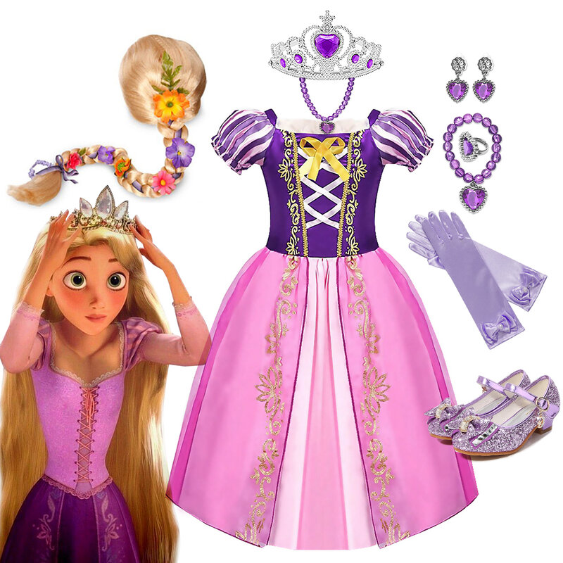 Disney Prinzessin Kleid Rapunzel Kostüm für Kinder Mädchen Halloween Cosplay Geburtstags feier Kleider Kleider Kinder Kleidung Outfit