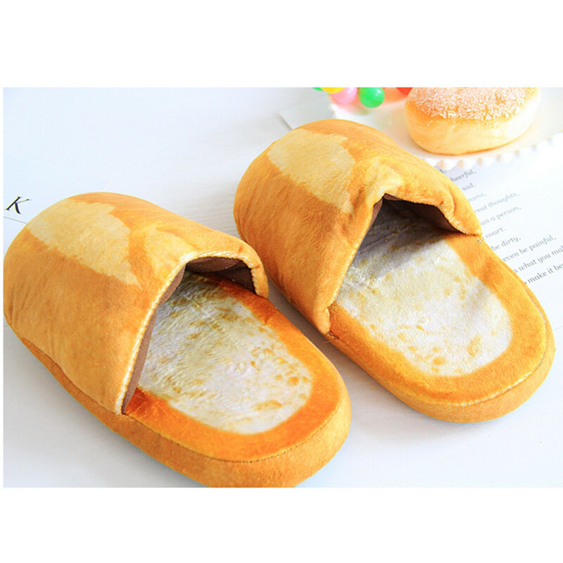 Pantofole da donna per interni inverno divertenti scarpe da pane 3D amanti scivoli da pavimento per la casa per adulti suola morbida camera da letto casa calzature Unisex regalo