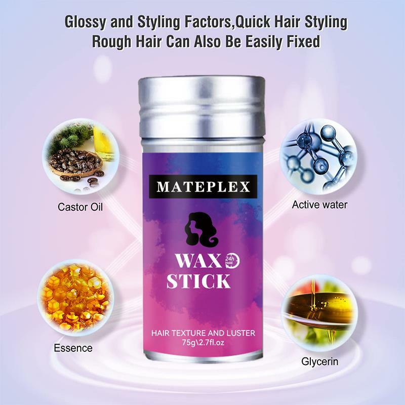 Hair Wax Stick for Wigs Non-greasy Broken Hair Finishing Cream Strong Hold Styling Wax for Fly Away All Hair Types Men Women
