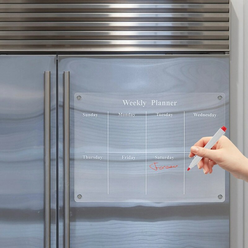 Jadwal papan hapus kering magnetik perencana harian dinding akrilik papan tulis putih kalender rumah dapur dapat dihapus Tablet menulis fleksibel