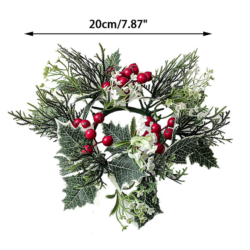 Christmas Ornaments Candle Holder Candlestick Wreath Centerpiece Artificial Cherry Pinecone Garland New Year Xmas Wedding Decor