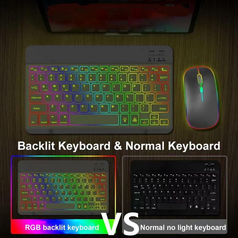 Keyboard untuk Tablet nirkabel 10 inci, Tablet Bluetooth Ultra ramping warna-warni Keyboard Multi perangkat untuk PC Tablet komputer