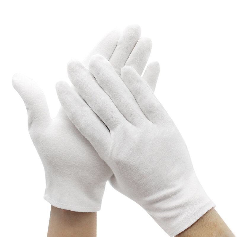Guantes de algodón de etiqueta blanca, guantes de algodón de etiqueta, camareros, conductores, trabajadores de joyería, mitones de absorción de sudor, 1 par
