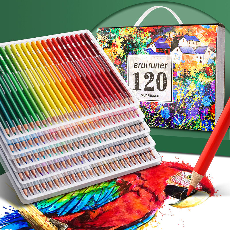 Brutfuner 12/48/72/120/160/180/260 lápis coloridos núcleo macio colorir lápis desenho conjunto colorido leads estudante arte suprimentos